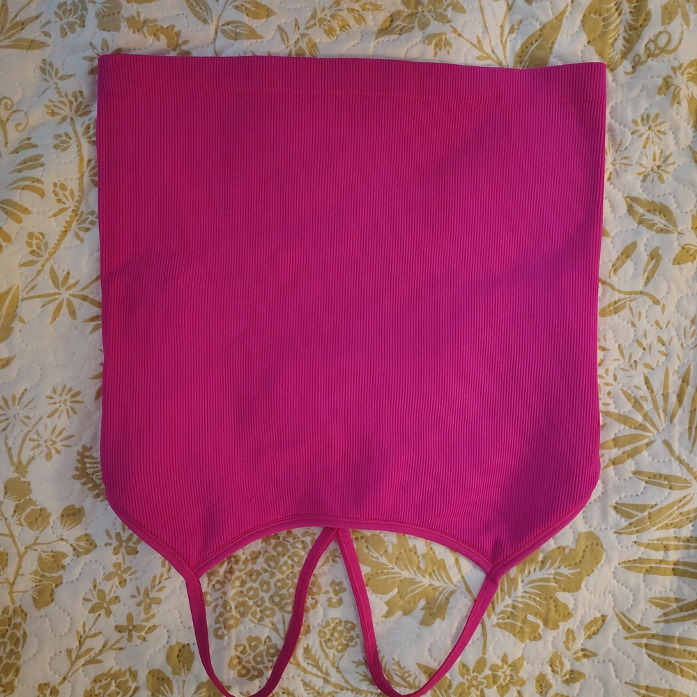 all in motion Bright Pink Ribbed Crop Tank